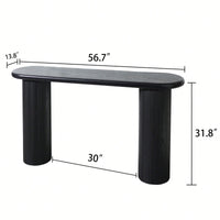 Modern Fluted Black Console Table 56 Inch Narrow Entryway Table Stylish Hallway Sofa Table For Living Room