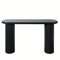 Modern Fluted Black Console Table 56 Inch Narrow Entryway Table Stylish Hallway Sofa Table For Living Room
