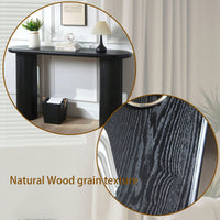 Modern Fluted Black Console Table 56 Inch Narrow Entryway Table Stylish Hallway Sofa Table For Living Room