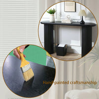 Modern Fluted Black Console Table 56 Inch Narrow Entryway Table Stylish Hallway Sofa Table For Living Room