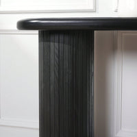 Modern Fluted Black Console Table 56 Inch Narrow Entryway Table Stylish Hallway Sofa Table For Living Room