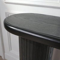 Modern Fluted Black Console Table 56 Inch Narrow Entryway Table Stylish Hallway Sofa Table For Living Room