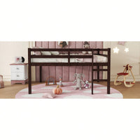 Full Rubber Wood Loft Bed With Ladder For Space-Saving Sleep Solutions