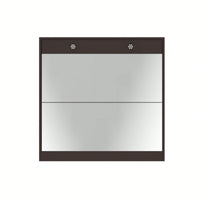 Elegant Mirror Shoe Cabinet With Dual Tier Drawers And Single Drawer Storage For Entryway And Bedroom In Brown Finish