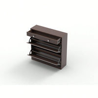 Elegant Mirror Shoe Cabinet With Dual Tier Drawers And Single Drawer Storage For Entryway And Bedroom In Brown Finish