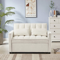 Elegant White Velvet Loveseat Sofa Bed For Stylish Living Spaces And Comfort