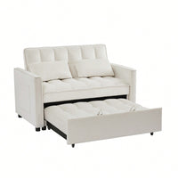 Elegant White Velvet Loveseat Sofa Bed For Stylish Living Spaces And Comfort