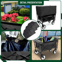 Heavy-Duty Collapsible Utility Wagon Cart With Strapping System For Beach Camping Shopping Gardening And Fishing Includes 3 Plastic Liner Bags Black