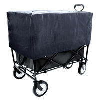 Heavy-Duty Collapsible Utility Wagon Cart With Strapping System For Beach Camping Shopping Gardening And Fishing Includes 3 Plastic Liner Bags Black