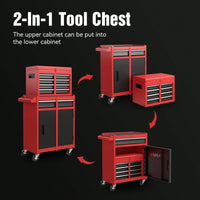 5-Drawer Rolling Tool Storage Cabinet With Detachable Top Box, Lockable Wheels, Adjustable Shelf, And Metal Construction For Garage And Workshop Organization