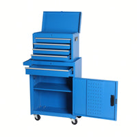 5-Drawer Rolling Tool Storage Cabinet With Detachable Top Box, Lockable Wheels, Adjustable Shelf, And Metal Construction For Garage And Workshop Organization