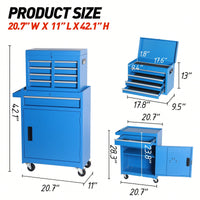 5-Drawer Rolling Tool Storage Cabinet With Detachable Top Box, Lockable Wheels, Adjustable Shelf, And Metal Construction For Garage And Workshop Organization