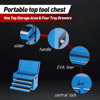 5-Drawer Rolling Tool Storage Cabinet With Detachable Top Box, Lockable Wheels, Adjustable Shelf, And Metal Construction For Garage And Workshop Organization
