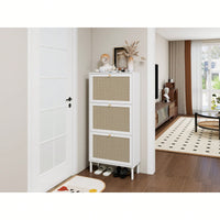 Modern Freestanding 3 Door Shoe Storage Cabinet For Entryway Organization