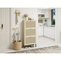 Modern Freestanding 3 Door Shoe Storage Cabinet For Entryway Organization