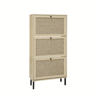 Modern Freestanding 3 Door Shoe Storage Cabinet For Entryway Organization