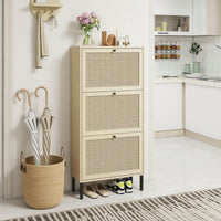 Modern Freestanding 3 Door Shoe Storage Cabinet For Entryway Organization
