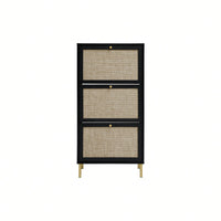 Modern Freestanding 3 Door Shoe Storage Cabinet For Entryway Organization