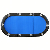 Tri-Fold Folding Poker Table Top For 10 Players Texas Holdem And Blackjack Casino Game Blue