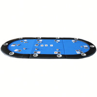 Tri-Fold Folding Poker Table Top For 10 Players Texas Holdem And Blackjack Casino Game Blue