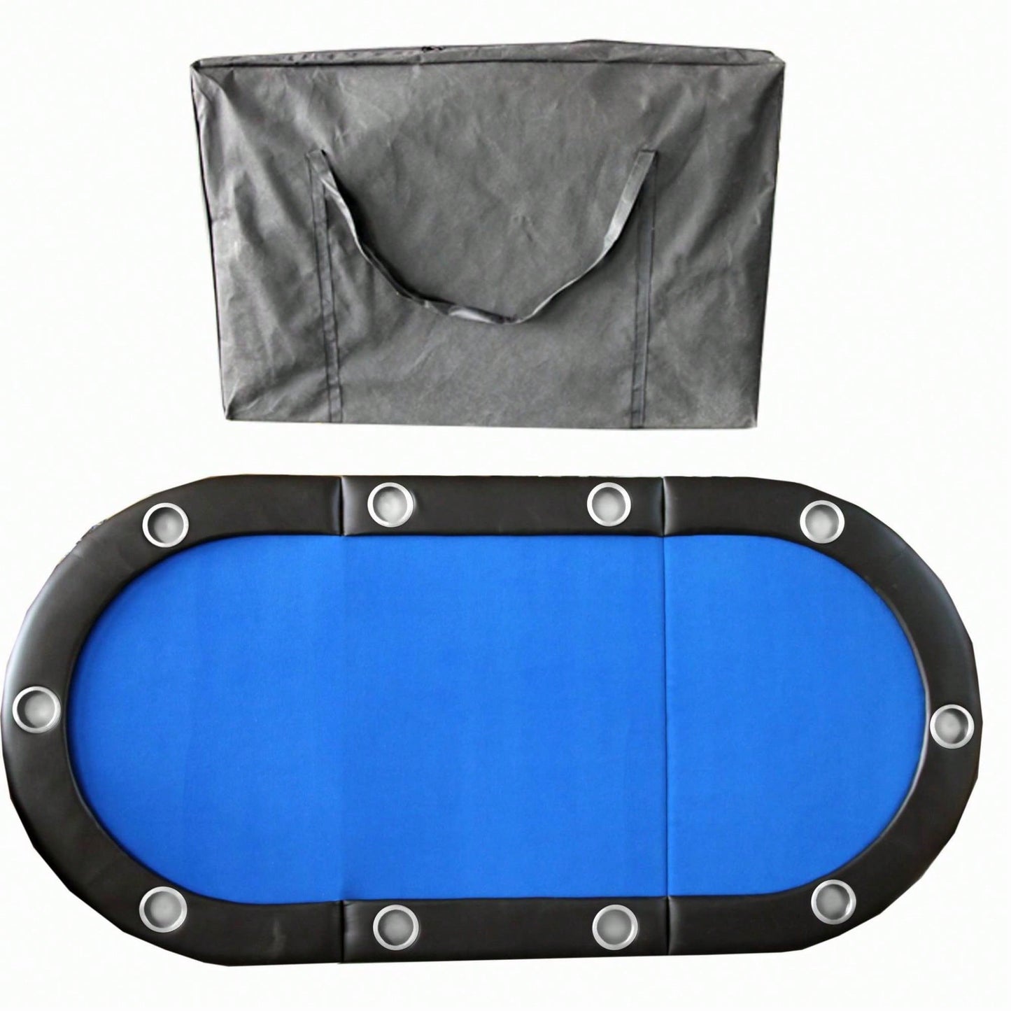 Tri-Fold Folding Poker Table Top For 10 Players Texas Holdem And Blackjack Casino Game Blue