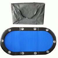 Tri-Fold Folding Poker Table Top For 10 Players Texas Holdem And Blackjack Casino Game Blue