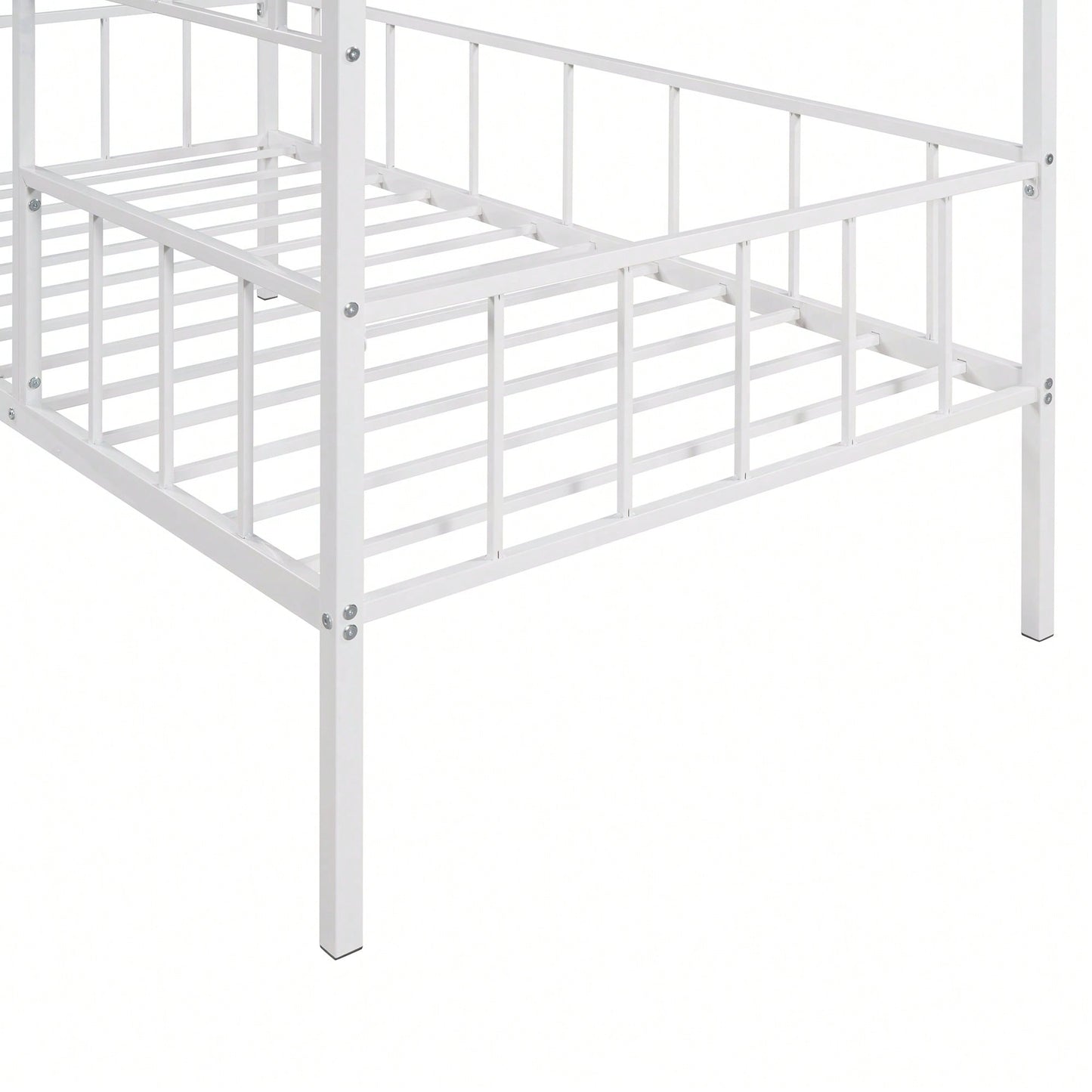Twin Metal Bed Frame With Slatted Support No Box Spring Required White Finish