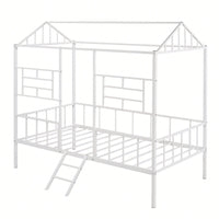 Twin Metal Bed Frame With Slatted Support No Box Spring Required White Finish