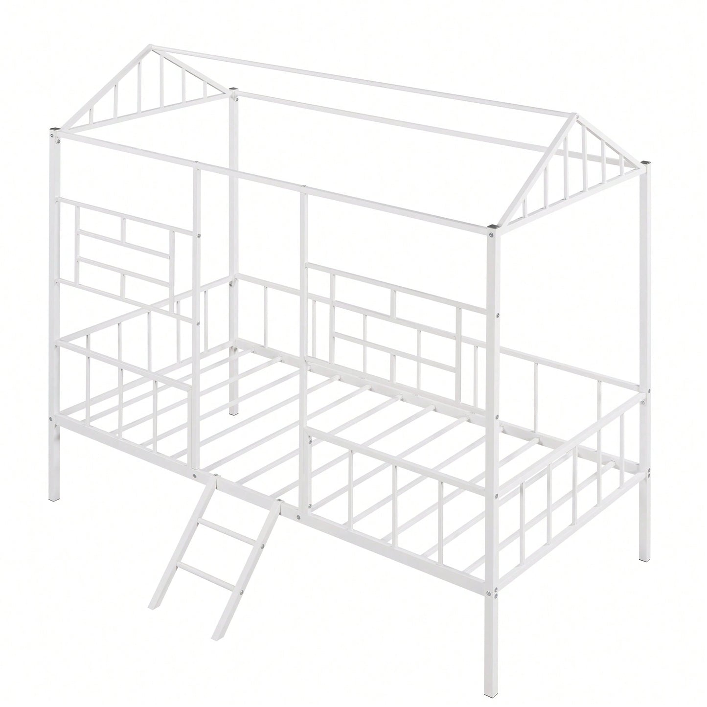 Twin Metal Bed Frame With Slatted Support No Box Spring Required White Finish