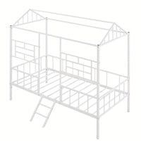 Twin Metal Bed Frame With Slatted Support No Box Spring Required White Finish