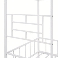 Twin Metal Bed Frame With Slatted Support No Box Spring Required White Finish