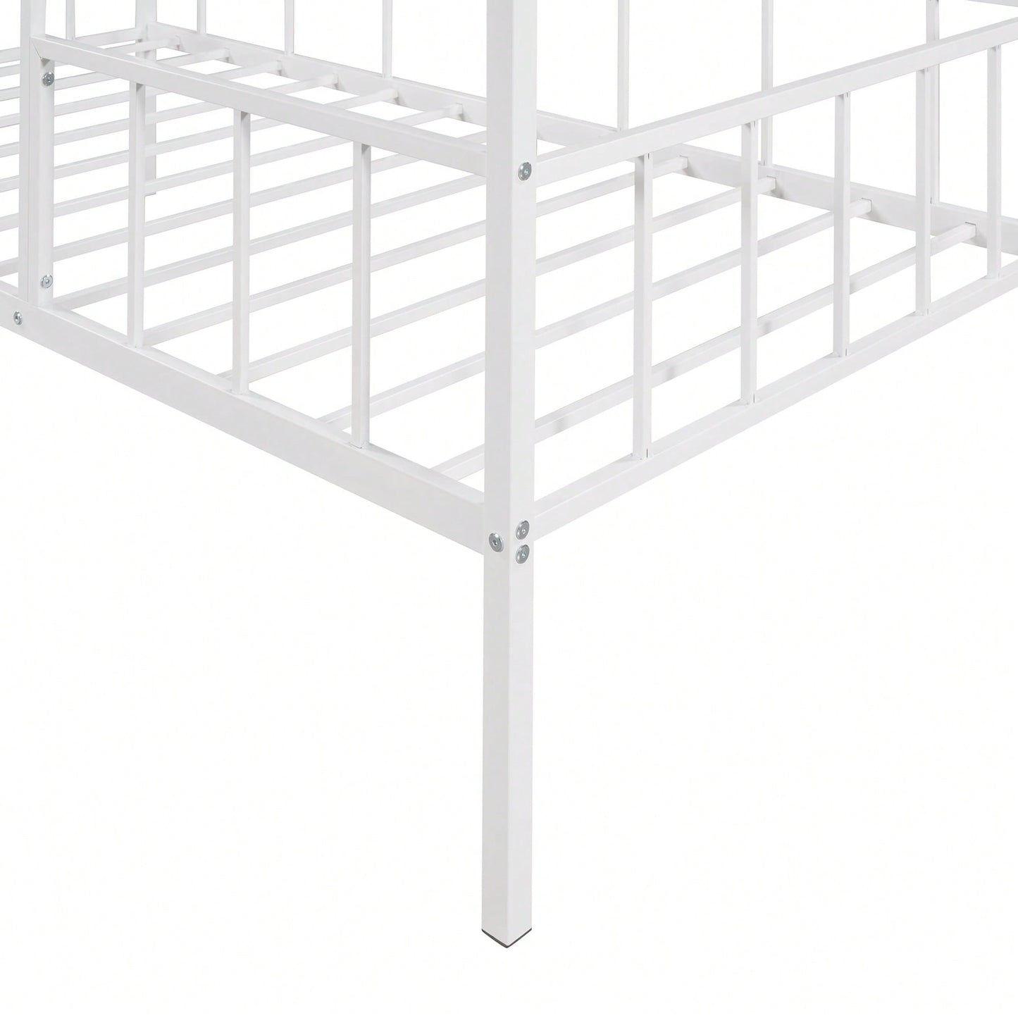 Twin Metal Bed Frame With Slatted Support No Box Spring Required White Finish