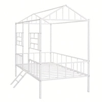 Twin Metal Bed Frame With Slatted Support No Box Spring Required White Finish