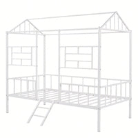 Twin Metal Bed Frame With Slatted Support No Box Spring Required White Finish
