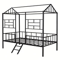 Twin Metal Bed Frame With Slatted Support No Box Spring Required White Finish