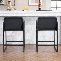 Set Of 2 Modern Upholstered Counter Height Bar Stools With Armrests And Metal Frame For Kitchen Island Home Bar Or Restaurant Beige