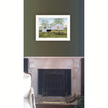 Tulip Quilt Block Barn Framed Print In White Frame For Rustic Home Decor