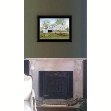 Tulip Quilt Block Barn Framed Print With Black Frame For Home Decor