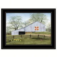 Tulip Quilt Block Barn Framed Print With Black Frame For Home Decor