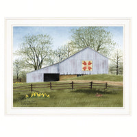 Tulip Quilt Block Barn Framed Print In White Frame For Rustic Home Decor