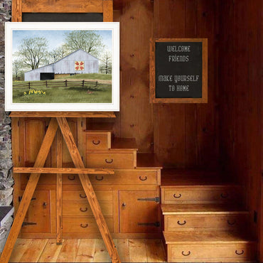 Tulip Quilt Block Barn Framed Print In White Frame For Rustic Home Decor
