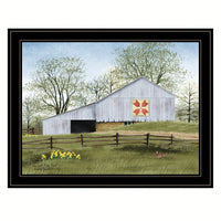Tulip Quilt Block Barn Framed Print With Black Frame For Home Decor