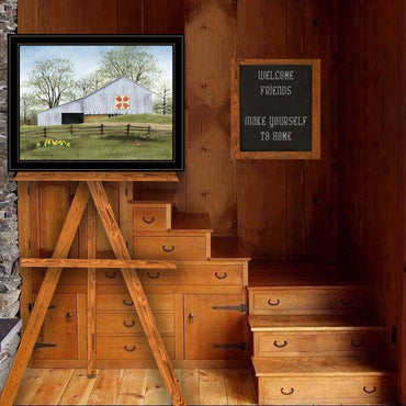 Tulip Quilt Block Barn Framed Print With Black Frame For Home Decor