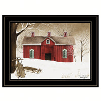 Framed Print Of Serene Winter Landscape With New Fallen Snow In Black Frame
