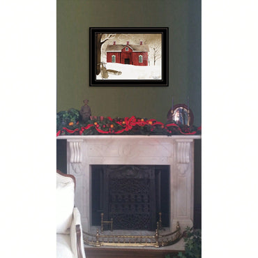 Framed Print Of Serene Winter Landscape With New Fallen Snow In Black Frame