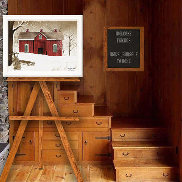 Framed Print Of Serene Winter Landscape With New Fallen Snow In Elegant White Frame