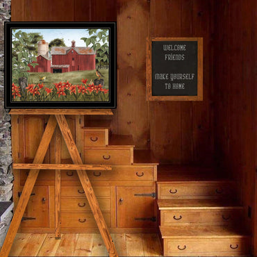 Framed Summer Landscape Print In Black Frame For Home Decor