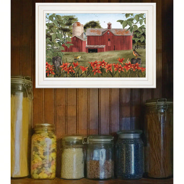 Framed Summer Landscape Artwork Ready To Hang In Elegant White Frame