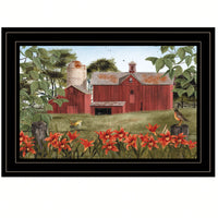 Framed Summer Landscape Print In Black Frame For Home Decor