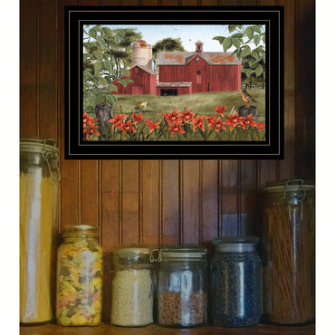 Framed Summer Landscape Print In Black Frame For Home Decor